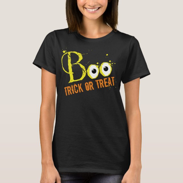 Happy halloween Cute Boo Eyeball Bus eller godis T Shirt (Framsida)