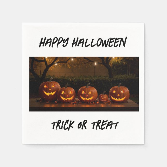 Happy halloween, Cute Carved Pumpkins Pappersservett (Framsidan)