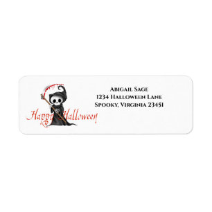 Happy halloween Cute, Creepy Grim Reaper Adress Returadress Etikett