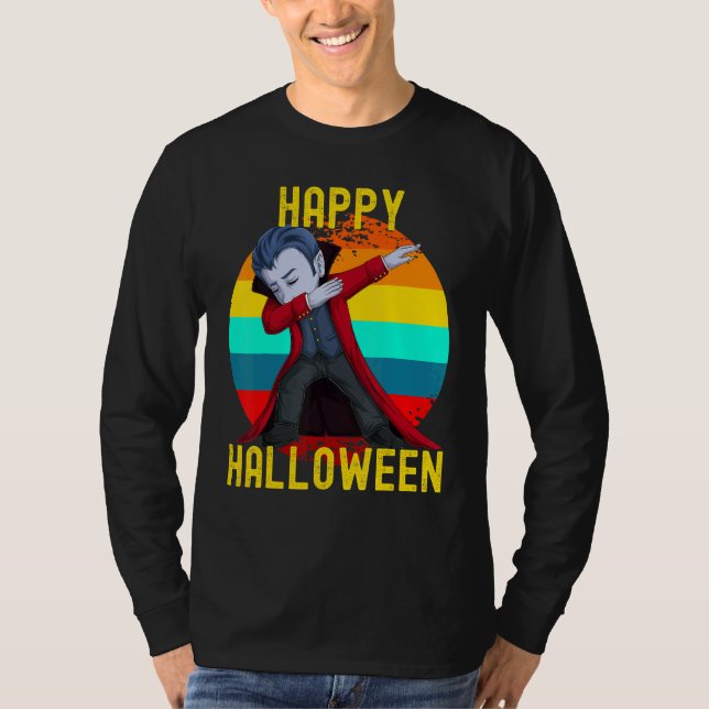 Happy halloween Cute Dabbing Dracula Kids Vampre T Shirt (Framsida)