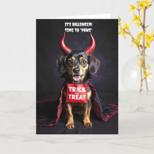 Happy halloween Cute Djävulen Hund Dachshund Kort