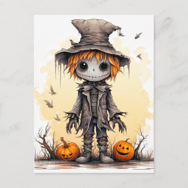 Happy halloween | Cute Fågelskrämma Ragdoll Vykort (Framsida)
