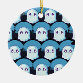 Happy halloween Cute Funny Baby Ghost Blue Mönster Julgransprydnad Keramik