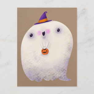 Happy halloween Cute Ghost Bus eller godis Vykort