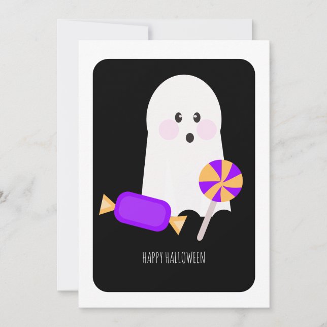 Happy halloween Cute Ghost Candy Card (Framsida)