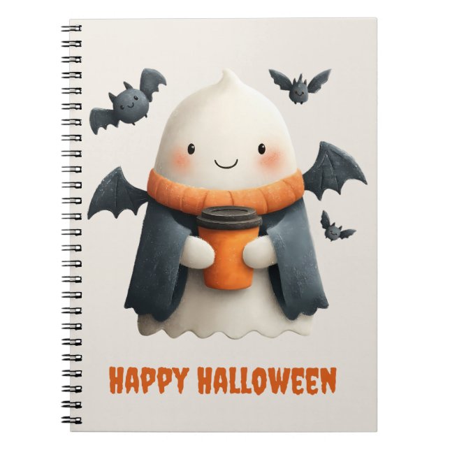 Happy halloween Cute Ghost Design Anteckningsbok (Framsidan)