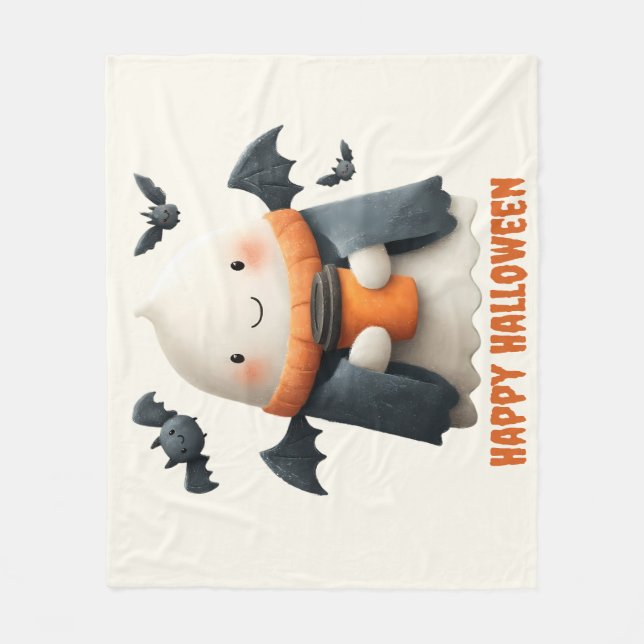 Happy halloween Cute Ghost Design Fleecefilt (Framsidan)