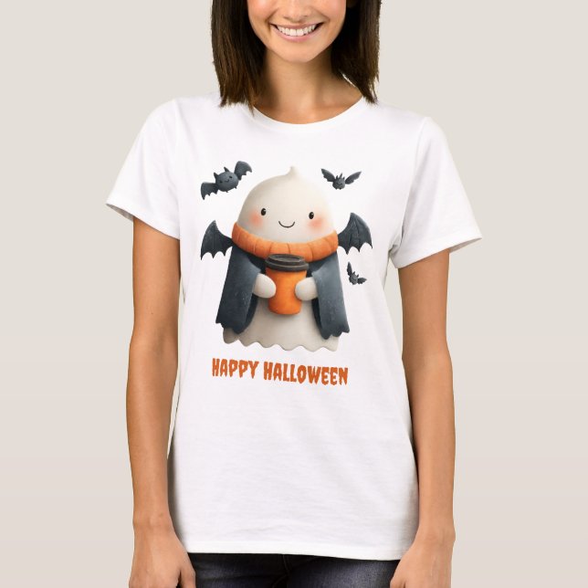 Happy halloween Cute Ghost Design T Shirt (Framsida)