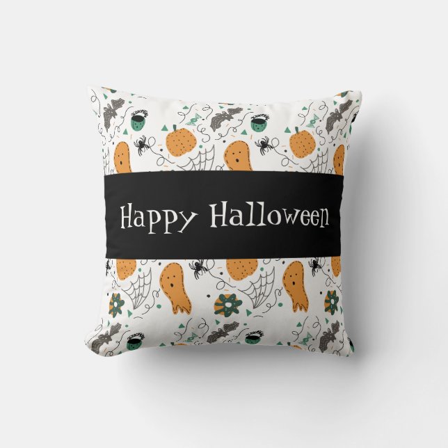 Happy halloween Cute Ghost Doodles Mönster Kudde (Framsida)
