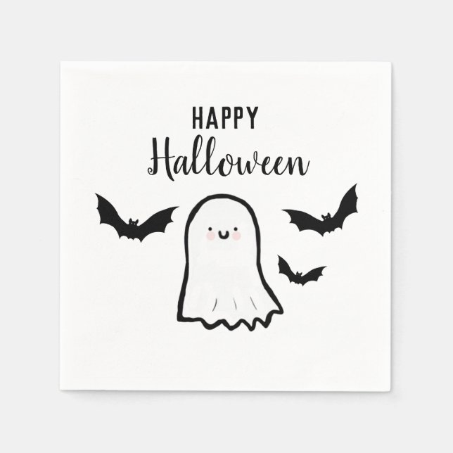Happy halloween Cute Ghost Fladdermus Pappersservett (Framsidan)