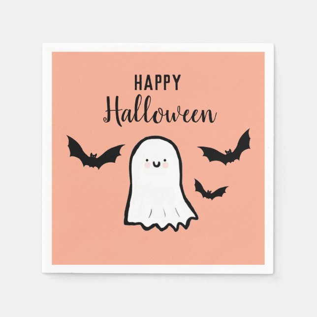 Happy halloween Cute Ghost Fladdermus Pappersservett (Framsidan)