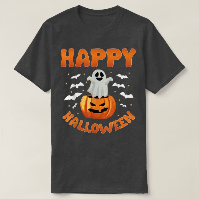 Happy halloween Cute Ghost Jack o lantern Hallowee T Shirt (Design framsida)