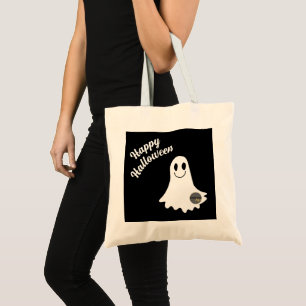 HAPPY HALLOWEEN CUTE GHOST LÄGG TILL DIN LOGOTYP-V TYGKASSE