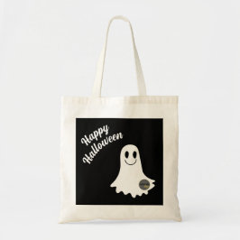 HAPPY HALLOWEEN CUTE GHOST LÄGG TILL DIN LOGOTYP-V TYGKASSE
