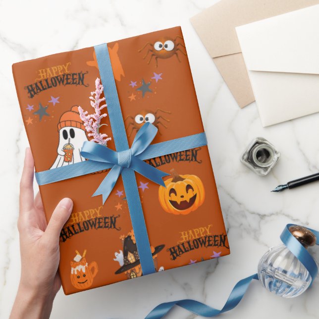 Happy halloween Cute Ghost Pumpkin Presentpapper (Gifting)