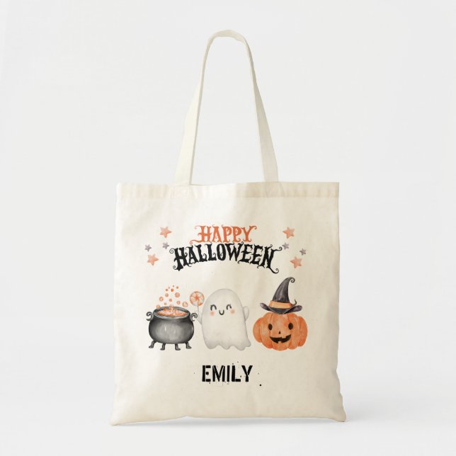 Happy halloween Cute Ghost Pumpkin Tygkasse (Framsidan)