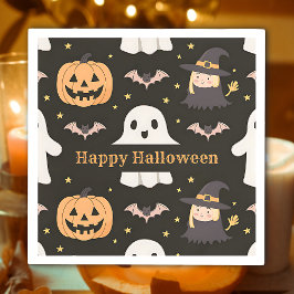 Happy halloween Cute Ghost Pumpkin Witch Papper Pappersservett