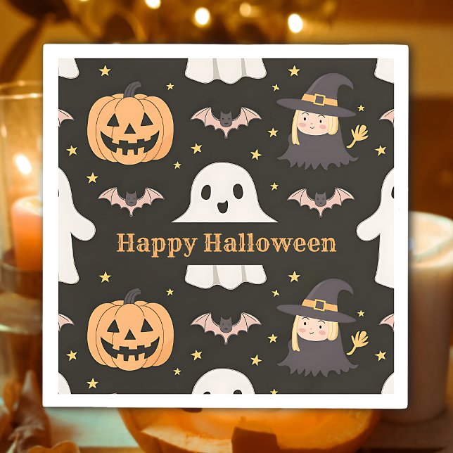 Happy halloween Cute Ghost Pumpkin Witch Papper Pappersservett (Skapare uppladdad)