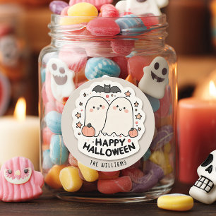 Happy halloween Cute Ghost Runt Klistermärke