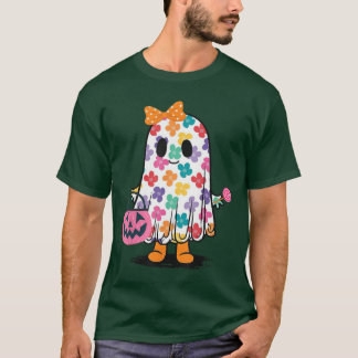 Happy halloween Cute Ghost Vintage Blommigt Trick T Shirt