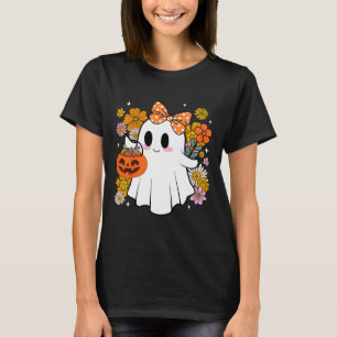 Happy halloween Cute Ghost Vintage Blommigt Trick T Shirt