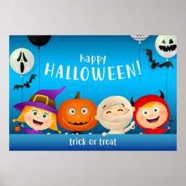Happy halloween Cute Halloween-tecken Poster