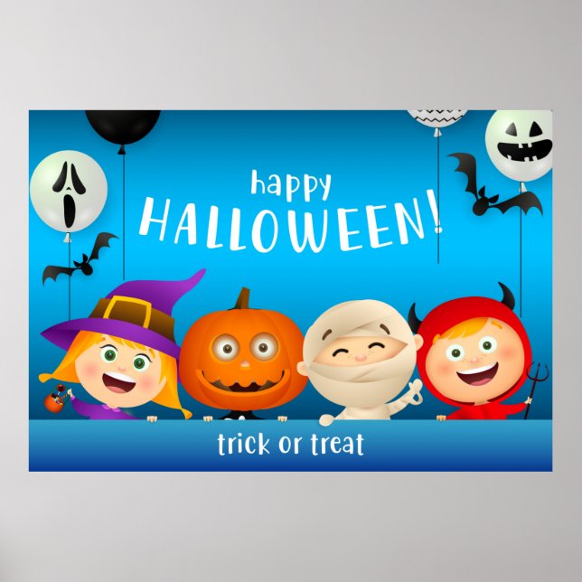 Happy halloween Cute Halloween-tecken Poster (Framsidan)