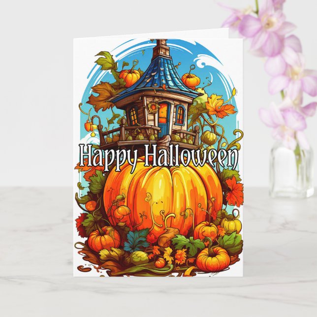 Happy halloween | Cute Haunted House Kort (Orkide)