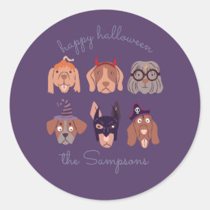 Happy halloween Cute Hundar i Costume Runt Klistermärke