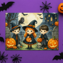 Happy halloween Cute Kids i Costumes Helg Vykort