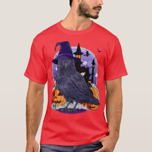 Happy halloween Cute Kråka Bird Funny Witch Pumpki T Shirt