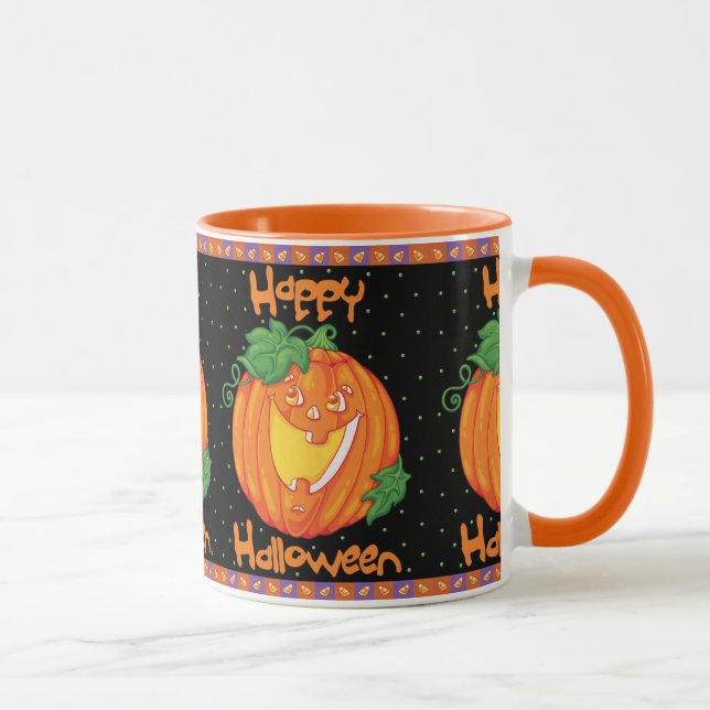 Happy halloween Cute Laughing Pumpkin Coffee Mugg (Höger)