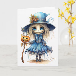Happy halloween   Cute Little Doll Witch Kort