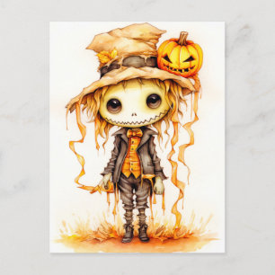 Happy halloween Cute Little Fågelskrämma Vykort