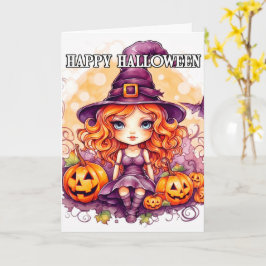 Happy halloween | Cute Little Sassy Witch Kort