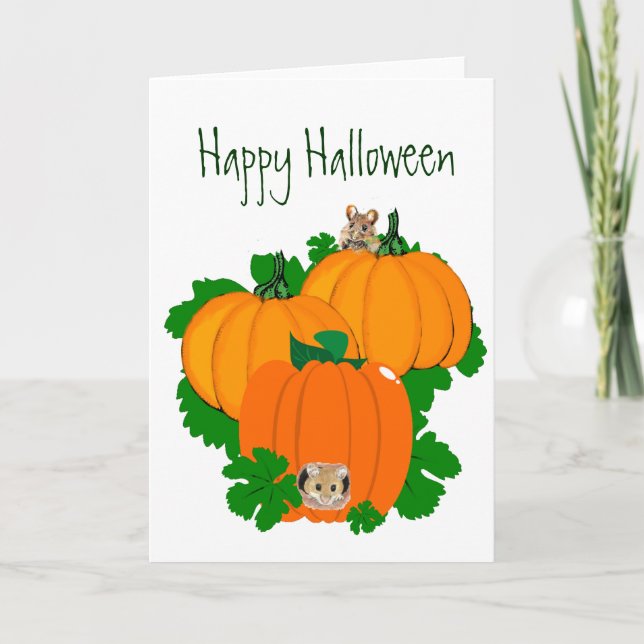 Happy halloween, Cute Mice och Pumpkins Kort (Framsida)