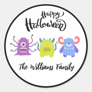 Happy halloween Cute Monsters Anpassningsbar Famil Runt Klistermärke