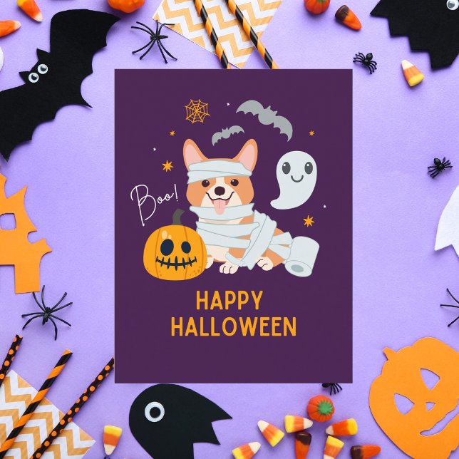 Happy halloween Cute Mummy Hund Helg Vykort (Skapare uppladdad)