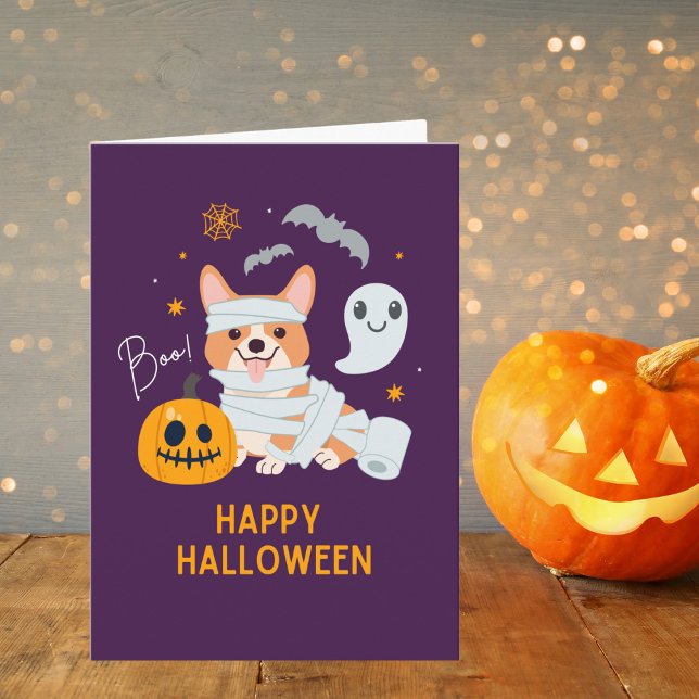 Happy halloween Cute Mummy Hund Kort (Skapare uppladdad)