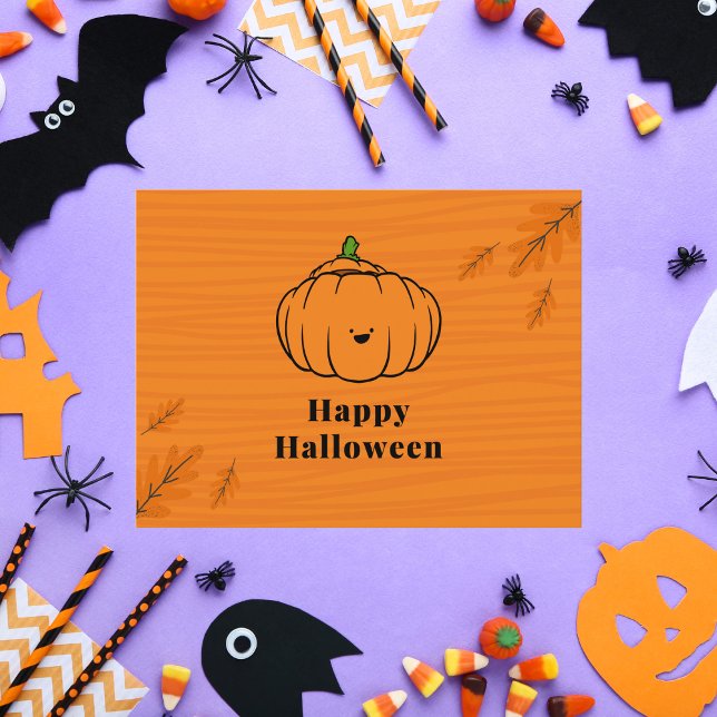 Happy halloween Cute Pumpkin Orange Vykort (Skapare uppladdad)