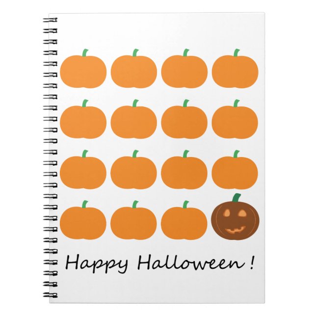 Happy halloween Cute Pumpkin Patch Anteckningsbok Med Spiral (Framsidan)