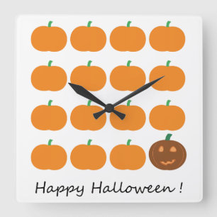 Happy halloween Cute Pumpkin Patch Fyrkantig Klocka