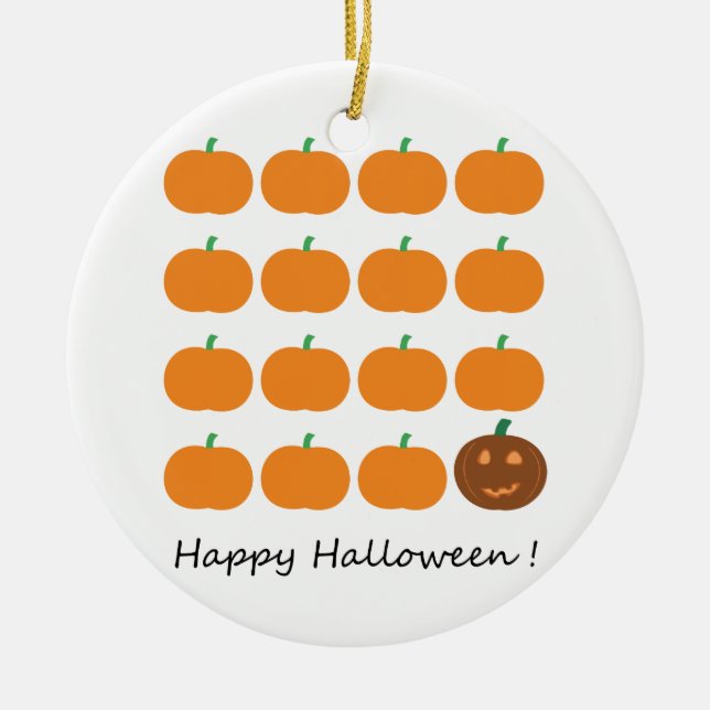 Happy halloween Cute Pumpkin Patch Julgransprydnad Keramik (Framsidan)