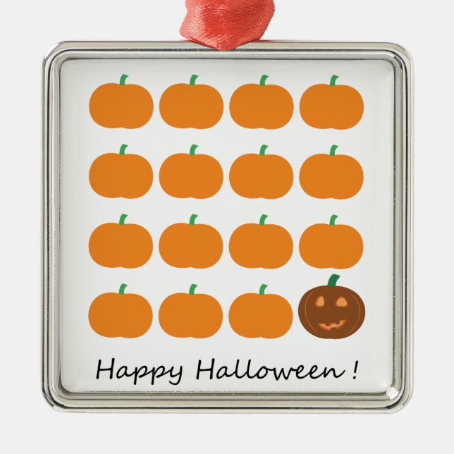 Happy halloween Cute Pumpkin Patch Julgransprydnad Metall (Framsidan)