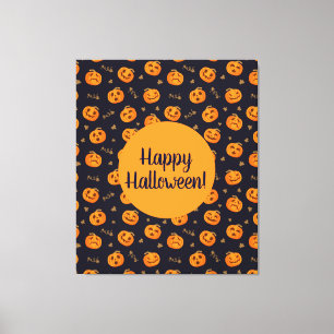Happy halloween Cute Pumpkins Mönster Canvastryck