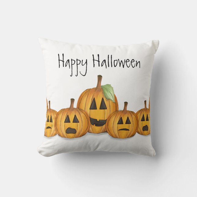 Happy halloween Cute Simple Pumpkins Kudde (Framsida)