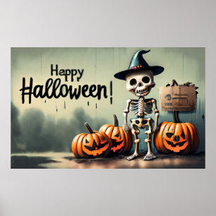 Happy halloween! Cute skelett Poster