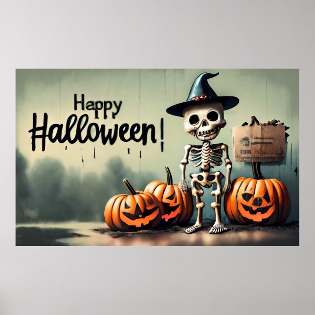 Happy halloween! Cute skelett Poster (Framsidan)