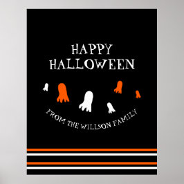 Happy halloween Cute Spöken Orange, Svarta, Vita Poster