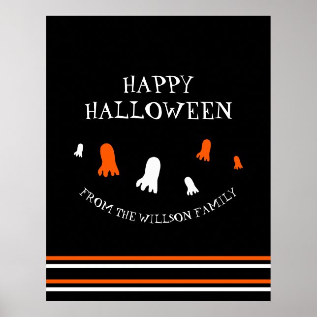 Happy halloween Cute Spöken Orange, Svarta, Vita Poster (Framsidan)